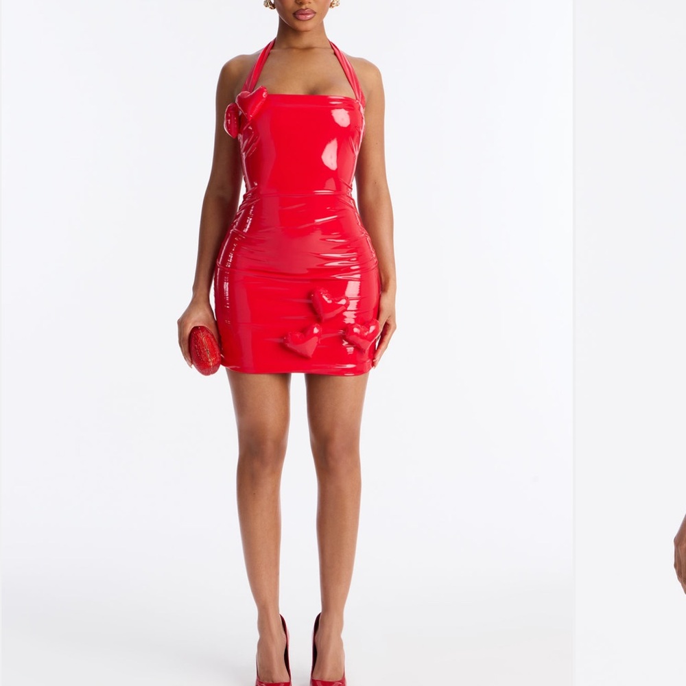 Fashion Nova Glossy Red Mini Dress